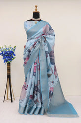 Handloom Silk Sky Blue Pashmina Digital Print Saree With Unstiched Blouse Piece-MWPK-296-SKY
